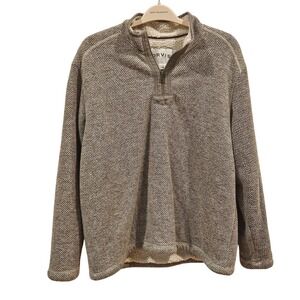 Orvis Classic Collection Quarter Zip Sherpa Lined Sweater Men‎ XL Gray White